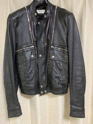 Saint Laurent Paris 15aw Python Leather Riders Jacket Edith