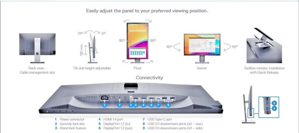 Dell P2421DC 24" QHD Monitor | USB-C Docking 65W | IPS | höhenverstellbar | NEU - Bild 2 von 4