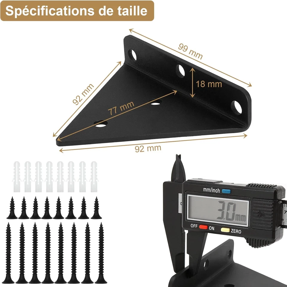 4 Pezzi 8CM Staffe per Mensole Invisibile Nero Reggimensola a Scomparsa Triangol - Immagine 2 di 4
