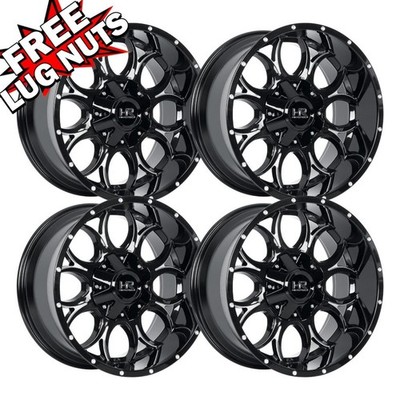 Set-4) Hardrock Horseshoe 20x12 6x135/6x139.7 -51mm Black