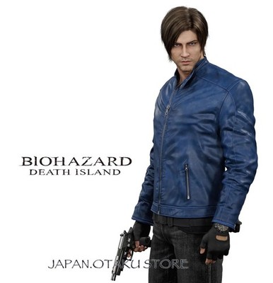 BIOHAZARD DEATH ISLAND LEON S KENNEDY DSO TACTICAL BLUE BIKER LEATHER JACKET