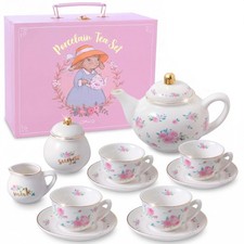 Porcelain Tea Set for Girls - White Floral Tea Party Set for Kids I Complete