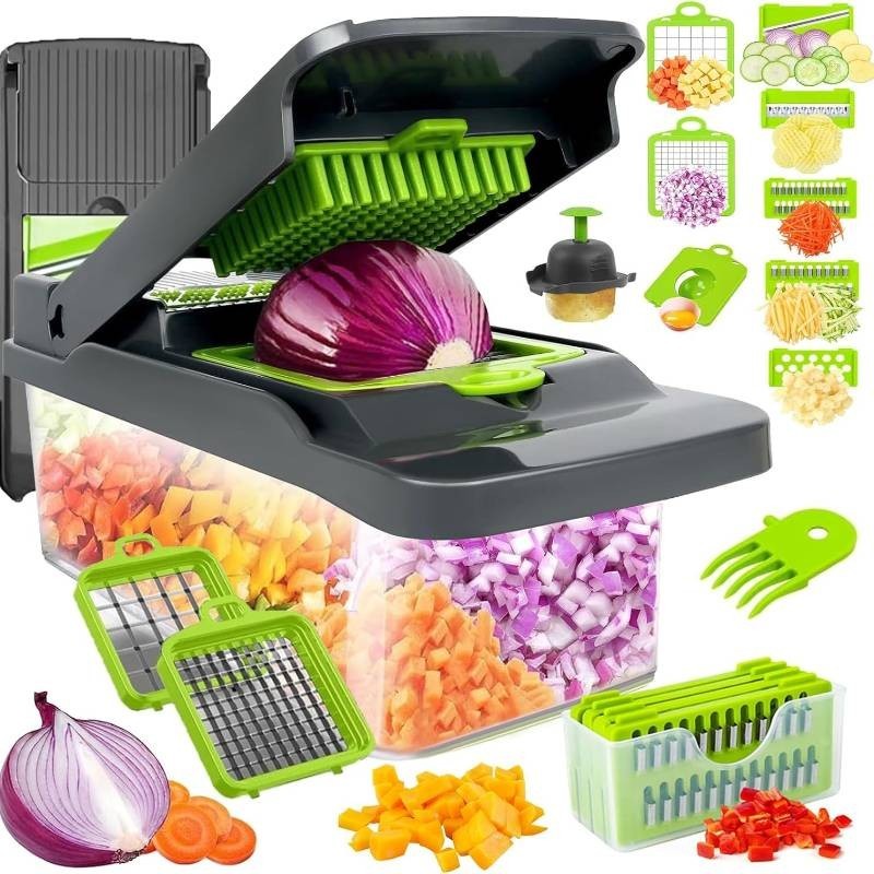 Cortador de frutas y verduras 15 en 1 cortador de alimentos cebolla cortador de verduras cocina