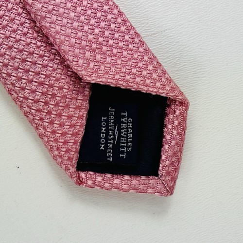 Charles Tyrwhitt Pink Textured Silk Tie Extra Long 61” x 3.25” Jermyn London - Picture 7 of 8