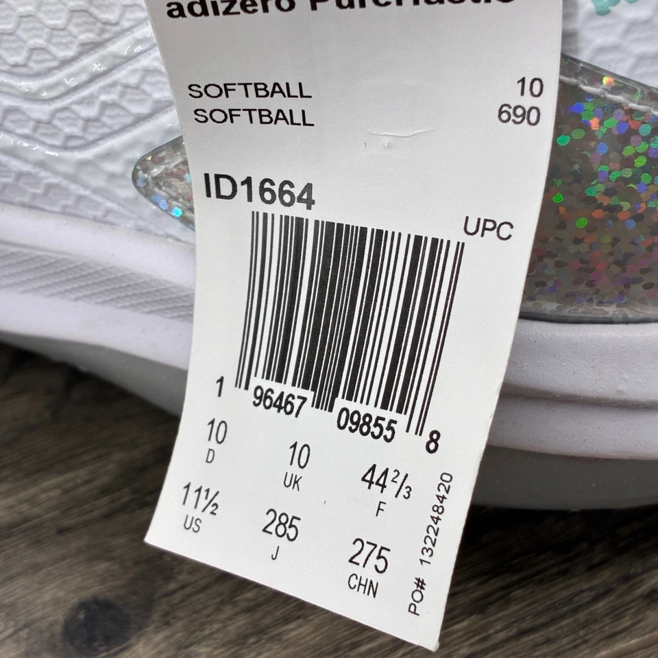 Botines de metal Adidas Adizero PureHustle softbol blancos iridiscentes para mujer 11,5 Foto 3 de 4
