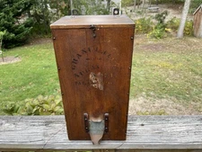 Antique 19th Century Original Wooden Granulated Sugar Box With Spout Dispenser