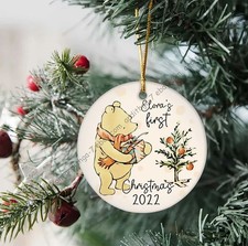 Custom Baby's First Christmas Ornament, Winnie the Pooh Ornament, Pooh Christ...