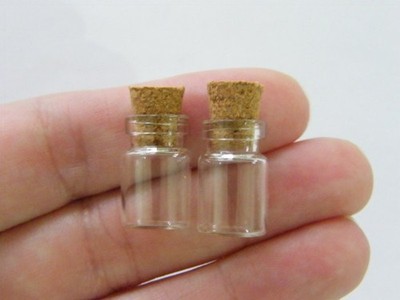 10 Mini Glasflaschen mit Korken 22 x 10mm GB82