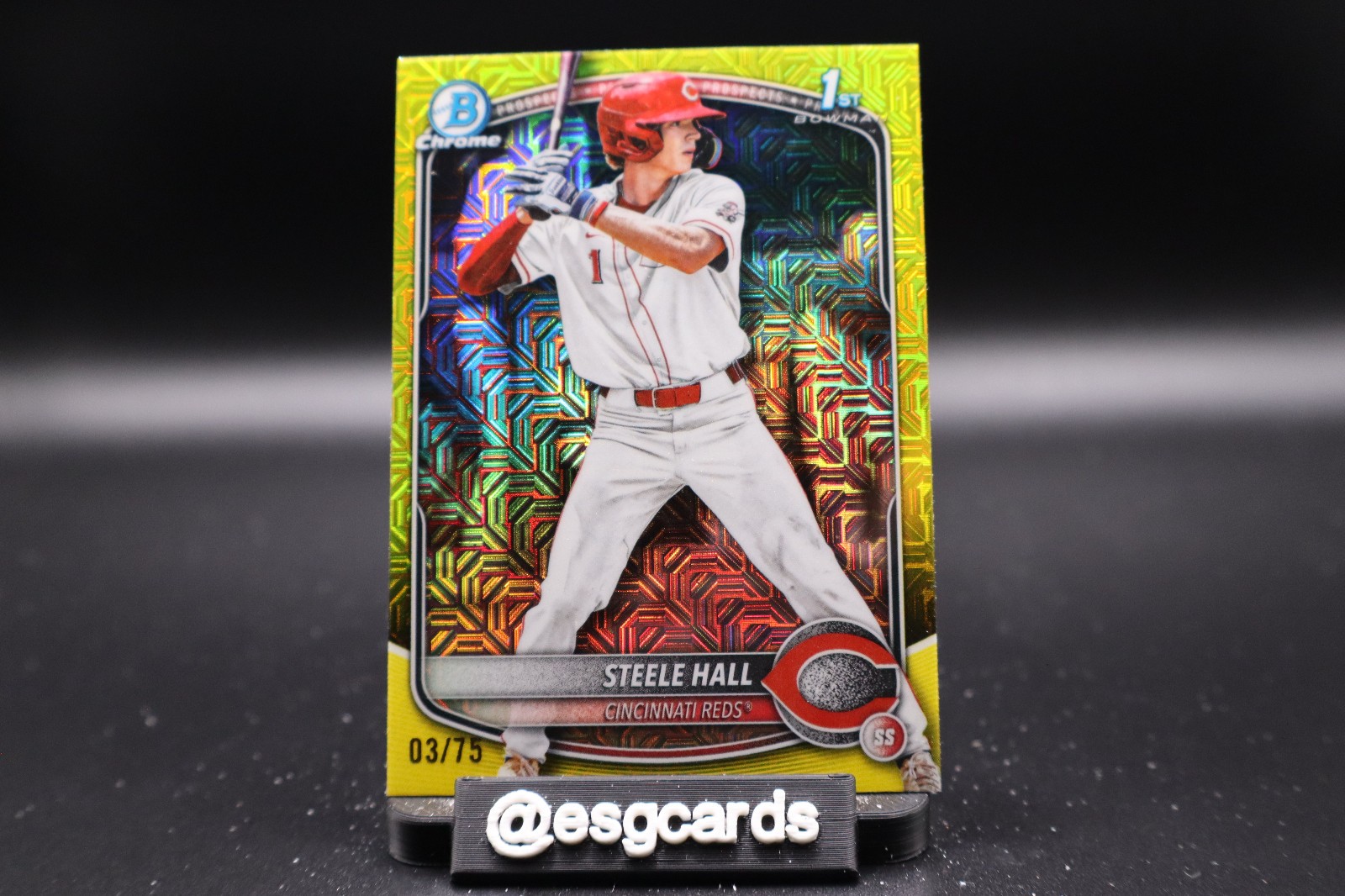 2025 Bowman Draft #BDC-20 Steele Hall (1st) Prospects Yellow Mojo Refractor /75!