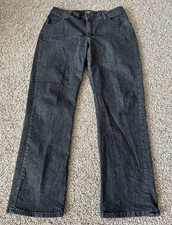 Riders By Lee Women Size 16 Measure 33X30.5 Charcoal Straight Leg Denim Jeans
