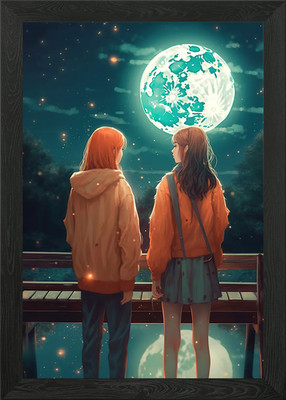 Lofi Girl Style Framed Wall Art Poster Canvas Print Picture
