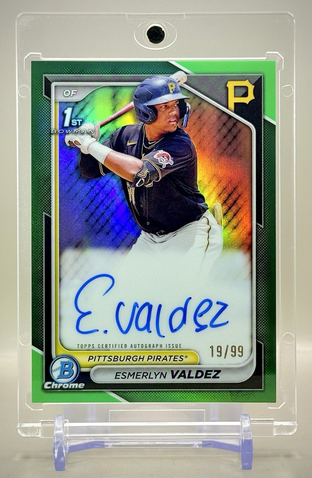 Esmerlyn Valdez 2024 1st Bowman Chrome #CPA-EV True Green Refractor Auto #/99