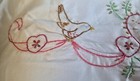 single Homemade handmade Pillowcase.  birds and hearts.   embroidered  — photo 3