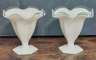 Vintage Fenton Milk Glass Silver Crest Parfait Goblet Set of 2