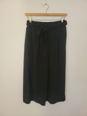 Hose Schwarz Weites Bein Mit Schleife Amisu L 40