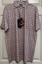 Donald Ross "Sport" Fit Polo. Medium, "Keith" White/Navy/Raspberry, NWT