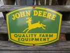 VINTAGE JOHN DEERE PORCELAIN SIGN OLD 2FT FARMING TRACTOR DEALER SALES SERVICE