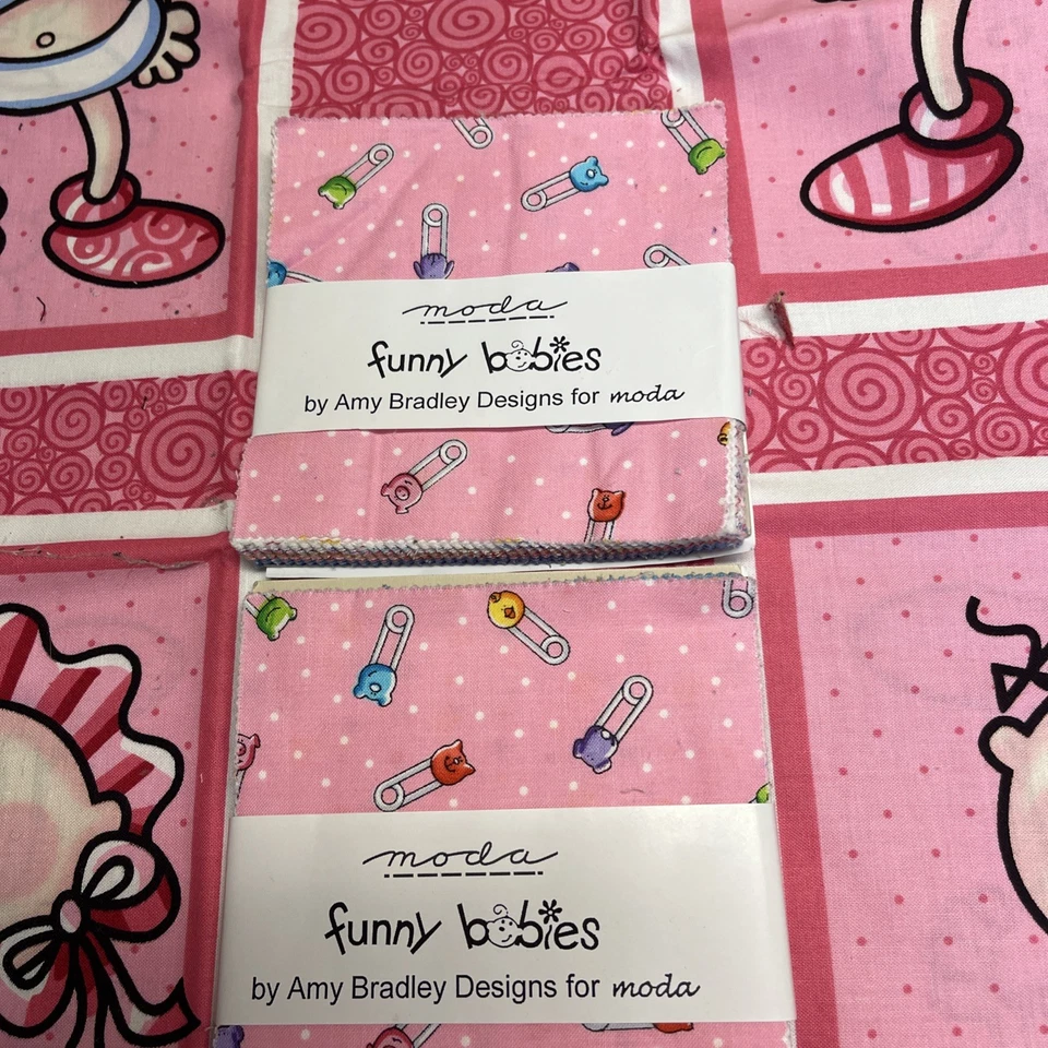 Moda Funny Babies Pink Panel And 2 Charm Packs - Image 2 of 4