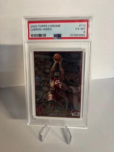 THE KING's ROOKIE CARD!! 2003 Topps Chrome - LeBron James #111  - PSA 6