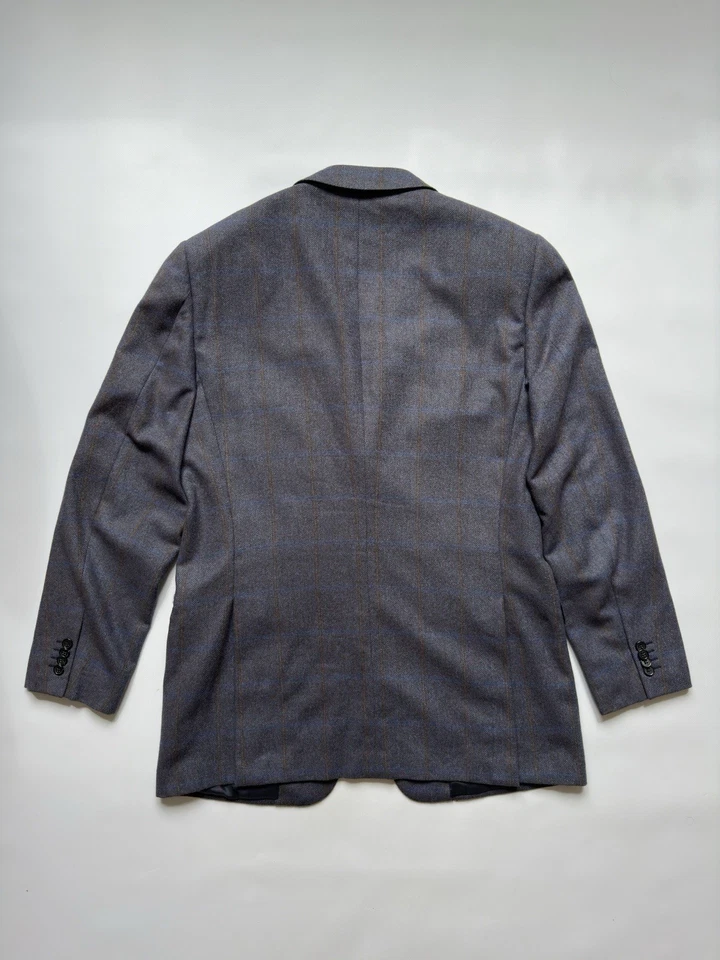 Ermenegildo Zegna Mens 52 Blazer Jacket Check Tweed Lana Wool Blue - Image 2 of 4