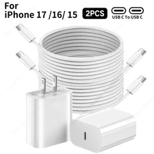 2Pack USB C To USB C Fast Charger For iPhone17 16 15 M acBook PD 20W Cube Cable