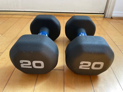SET OF X 20 LBS POUNDS BLACK NEOPRENE DUMBBELL