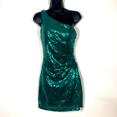 Faviana 8 Mini Dress sequin prom formal cocktail party homecoming Emerald Green