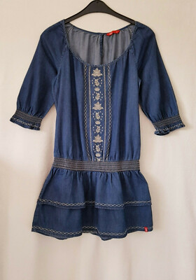 esprit jeanskleid mit stickerei