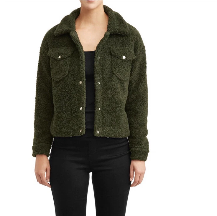 NWT Jason Maxwell Fleece Sherpa Jacket Shacket Size XL Green Snap