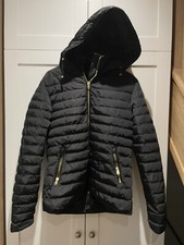 Tokyo Laundry Black Puffer Winter Jacket Woman Size 10-12 Uk Small Padded*