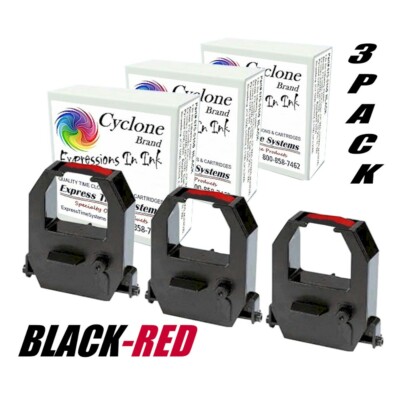 3-Pack, Acroprint ATR240  Compatible Ribbon Cartridge BLACK-RED