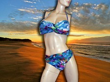 NWT PROFILE by GOTTEX Paradise MULTICOLOR 2 pc HALTER BANDEAU SWIMSUIT Size - 10