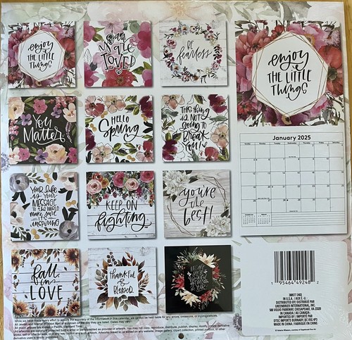 2025 Uplifting Quotes Hanging Wall Calendar “BE KIND” 12 Month - Picture 2 of 3