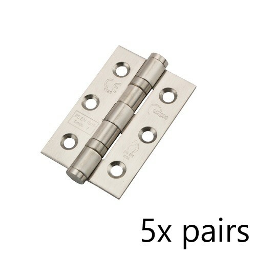 Eclipse 3"" Grade 7 Ball Bearing Butt Hinge Satin Stainless Steel -14852(5 Pairs)