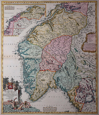 Norway - Regnum Norwegiae - Seutter 1740 - Rare map of Norway