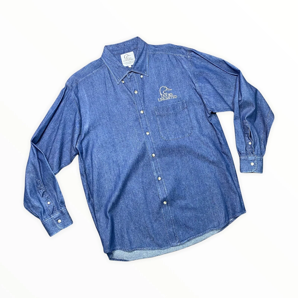 Chemise Ducks Unlimited Homme – Bleu à Carreaux – Manches Courtes – Boutonnage – Taille M – Occasion Parfait état