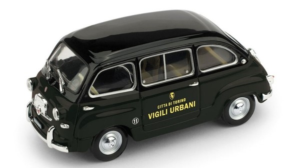 Brumm 1/43 Fiat 600 Multipla 1956 Vigili Urbani Torino Statisches Modell Diecast-image