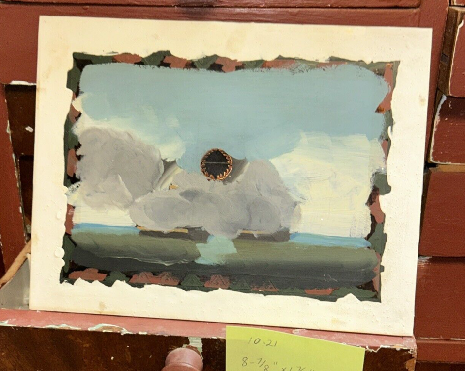 1021 Antique Reverse Painted Glass of Ships Battle for Lower Banjo