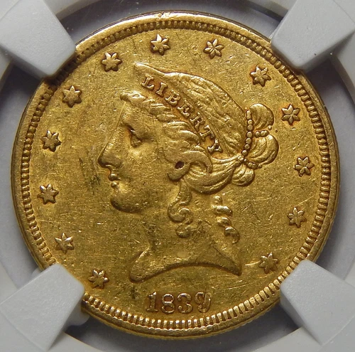 1839 NGC AU53 $5 LIBERTY HEAD GOLD