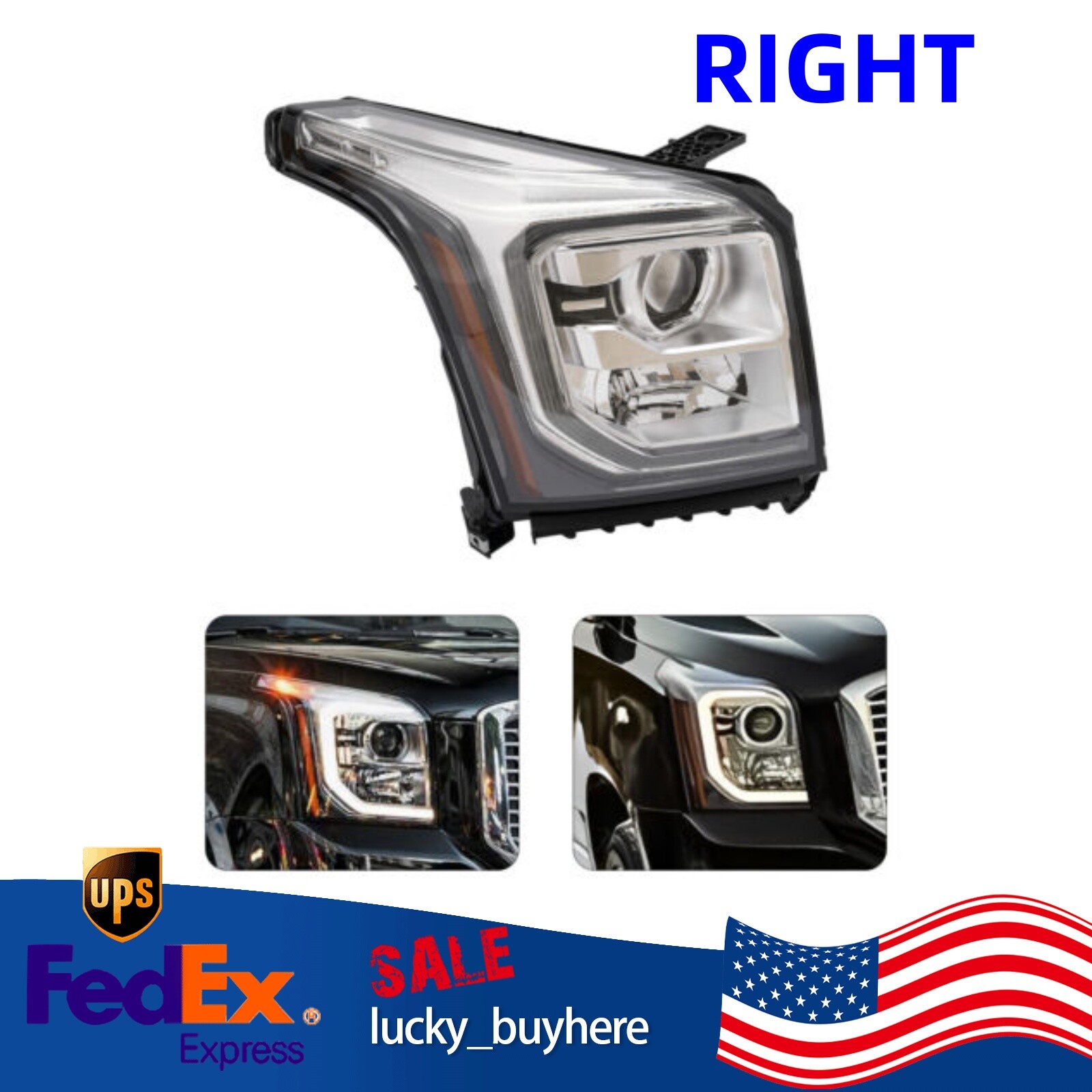 Right Side Headlight For 2015-2020 Yukon (XL) Denali Passenger Side Headlamp
