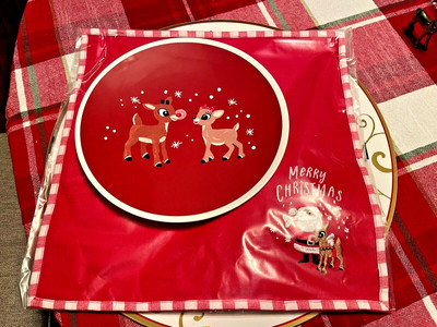 Pottery Barn Disney holiday Plate Napkin Rudolph Santa gift Party Christmas kid