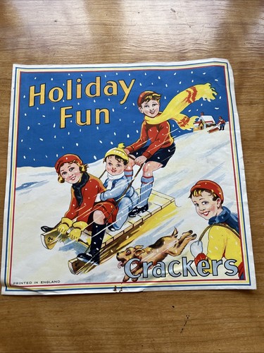 Christmas Cracker Label “Holiday Fun Crackers” Genuine Vintage