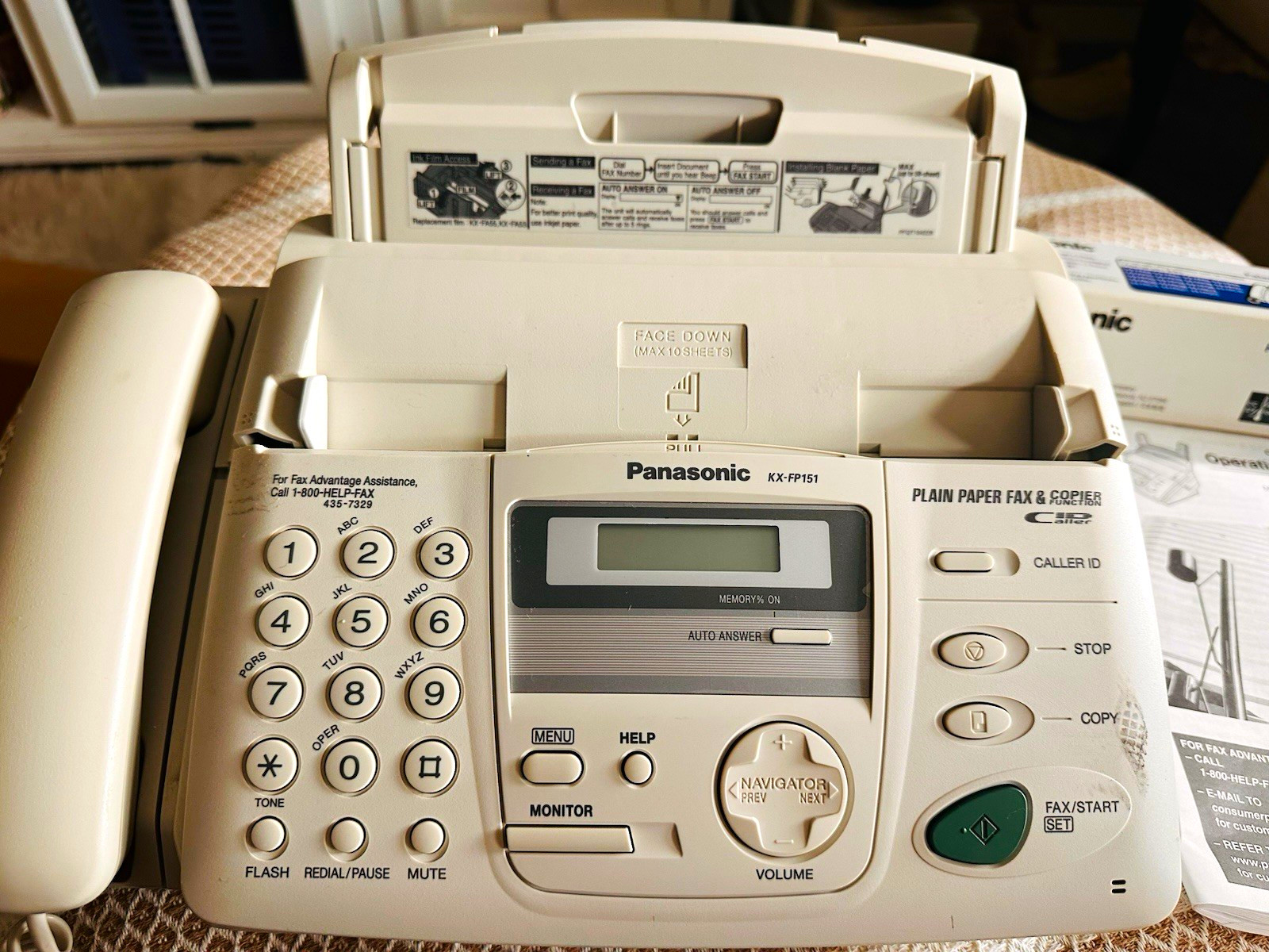 Vintage Panasonic KX-FP151 Plain Paper Fax Copier Caller ID Box Manual KX-FA55