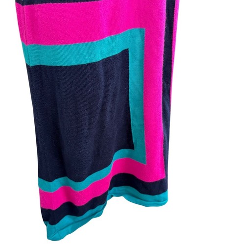 Lilly Pulitzer Isabella Hopeless Romantic Sweater Knit Dress Navy Teal Pink sz L - Picture 2 of 17