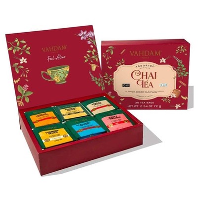 , Chai Tee Sortenpackung 6 Geschmacksrichtungen, 36 Teebeutel | Indien Masala...