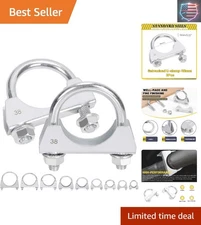 2-Pack Strong 1-1/2" Exhaust U-Clamps - Ideal for Reliable Muffler Connection