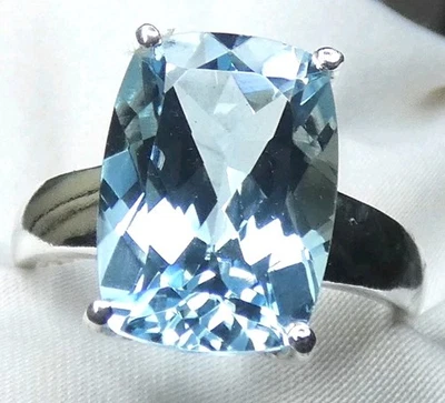 💙Ring Blautopas 925 Silber 17,8 (56) natürlich  fac. eckig wertv. UNIKAT - Bild 1 von 4