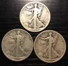 1918 P D S TRIO Walking Liberty Silver Half Dollar Set VG-F+. Great Set! D163