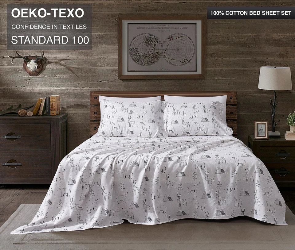 - 100% Cotton King Flannel Sheet Set Softly Brushed Cotton Flannel Sheets - S... - Image 2 of 4