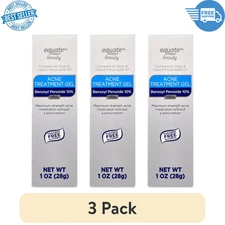 (3 pack) Equate Beauty 10% Benzoyl Peroxide Acne Treatment Gel, 1 Oz  (28g) Tube